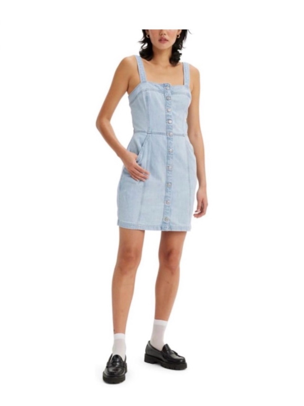 Levi's Light Blue Denim Button-Front Mini Dress